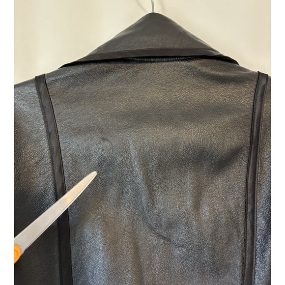 Vtg Catherine Coatney Leather Jacket XL Black Fitted Open Front 90s Rare - Picture 13 of 13